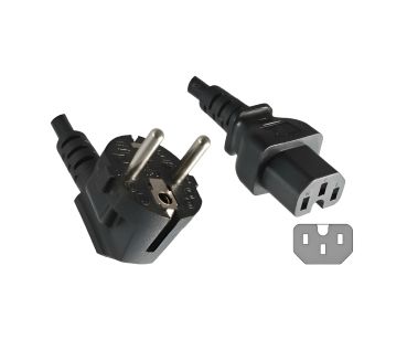 DINIC Netzkabel Schuko auf Warmgerätestecker, Stromkabel C15, schwarz, 5m